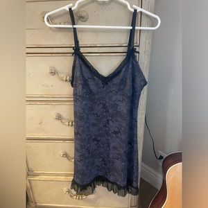 Slip dress with lace print. Unknown brand. Fits women’s XS-S.